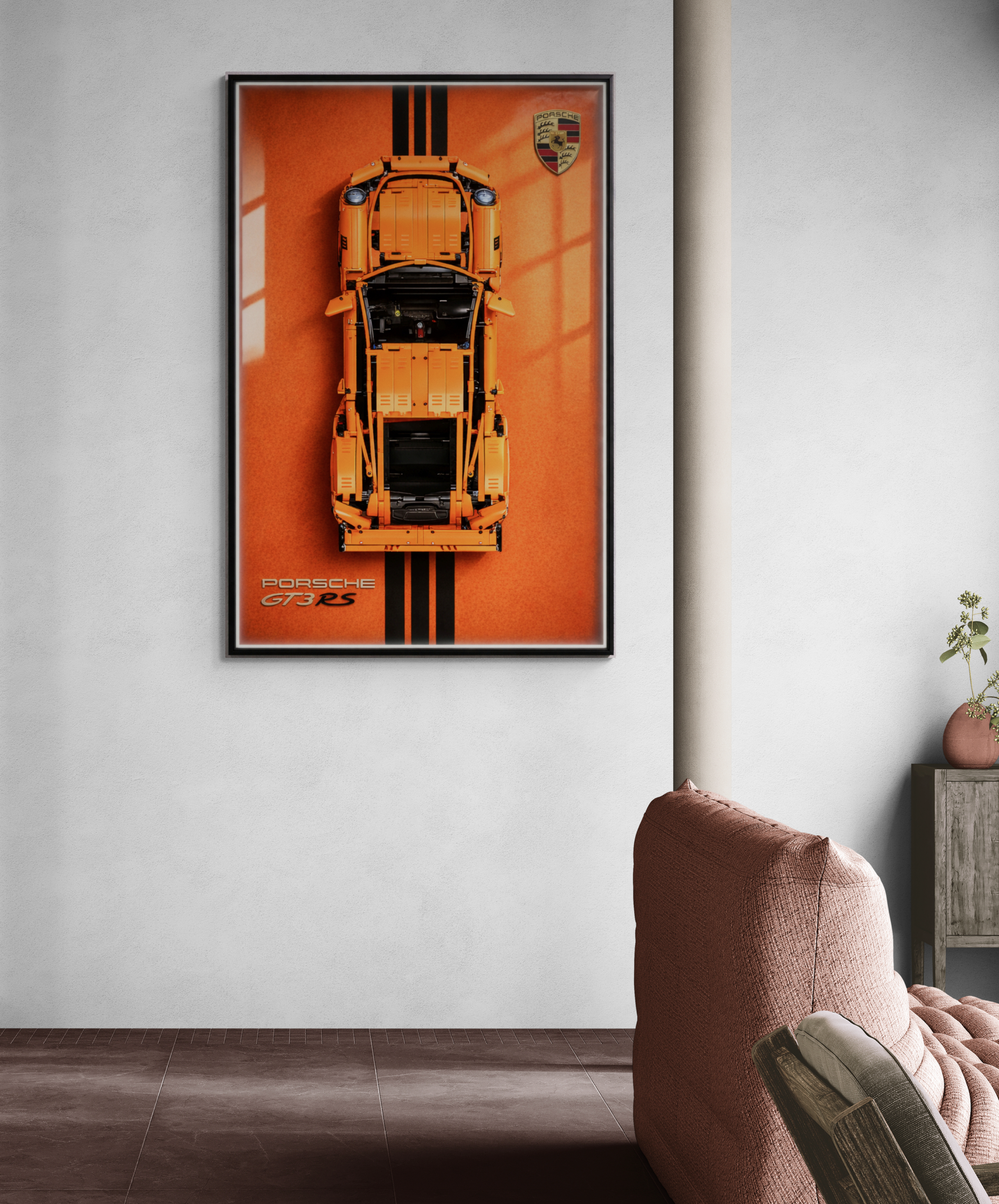 Porsche 911 GT3 RS LED Wall Display Frame - Compatible with Set 42056