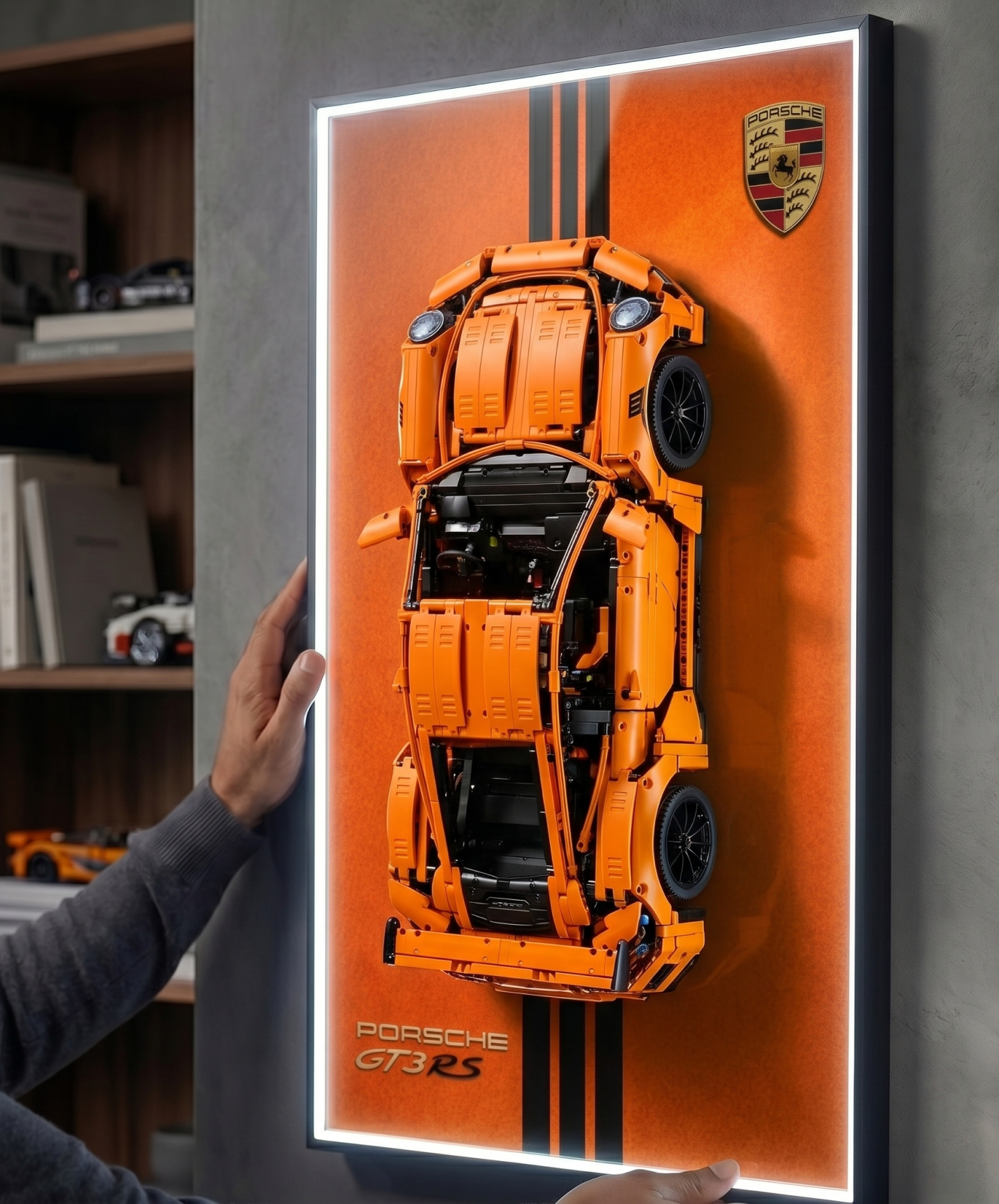 Porsche 911 GT3 RS LED Wall Display Frame - Compatible with Set 42056