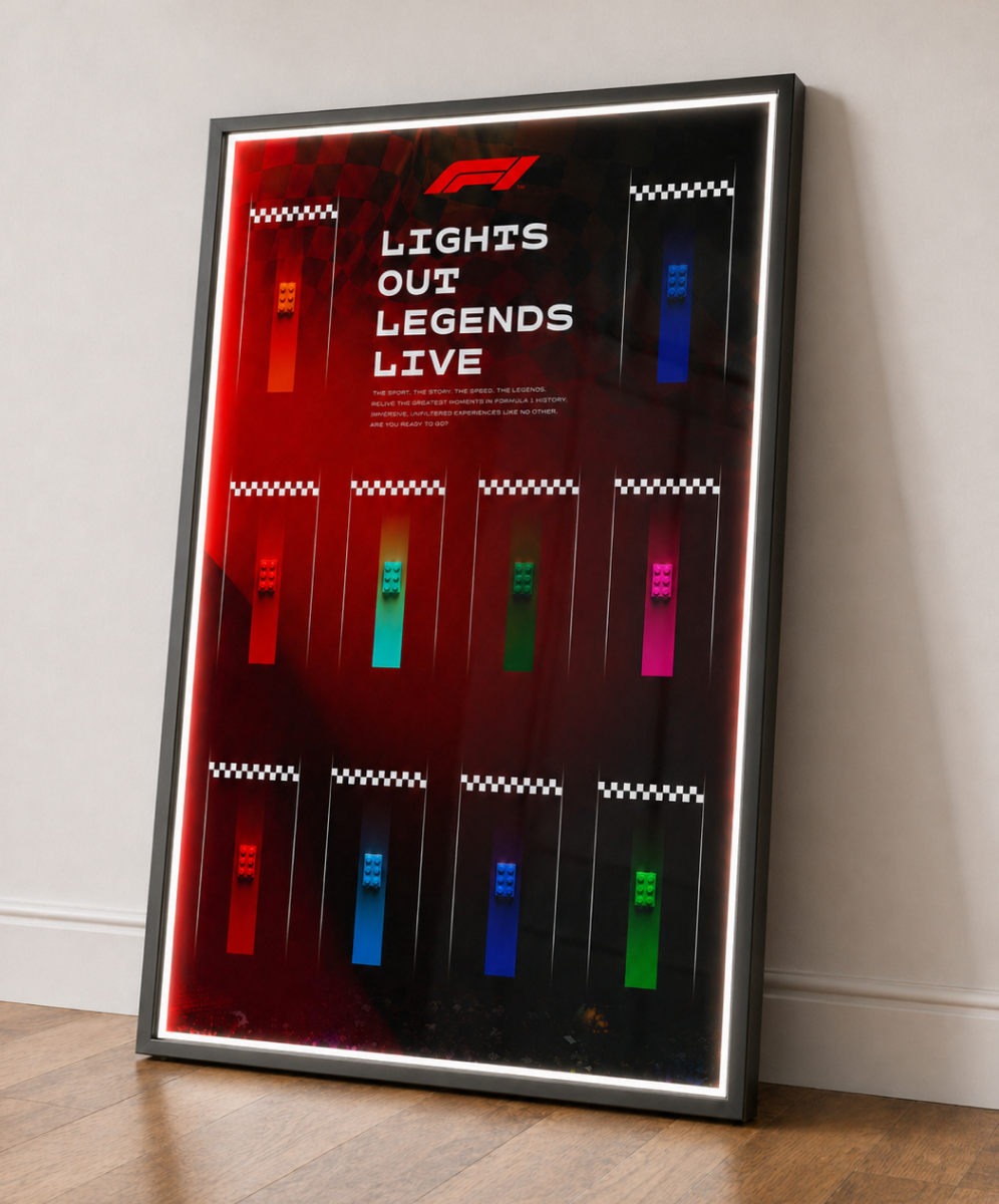 Speed Champions LED Wall Display Frame - Compatible with 1:24 Scale Sets - 10 Car Mount