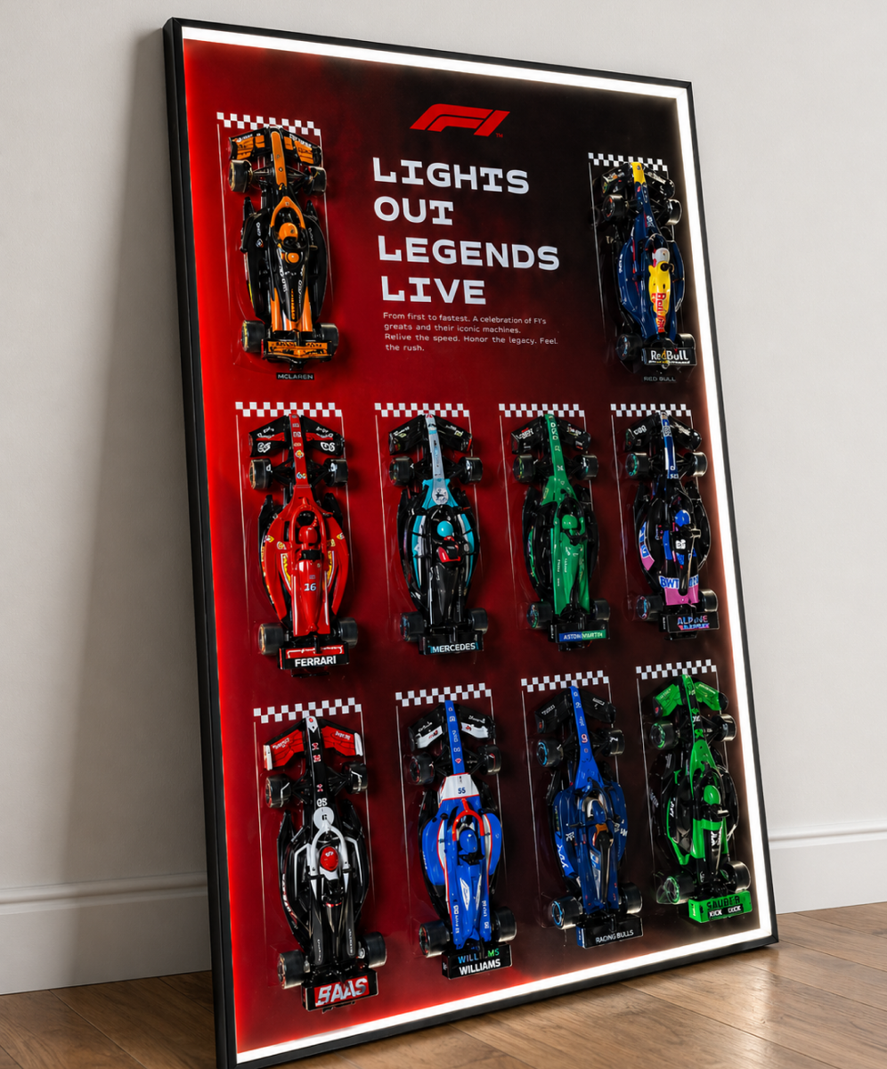Speed Champions LED Wall Display Frame - Compatible with 1:24 Scale Sets - 10 Car Mount