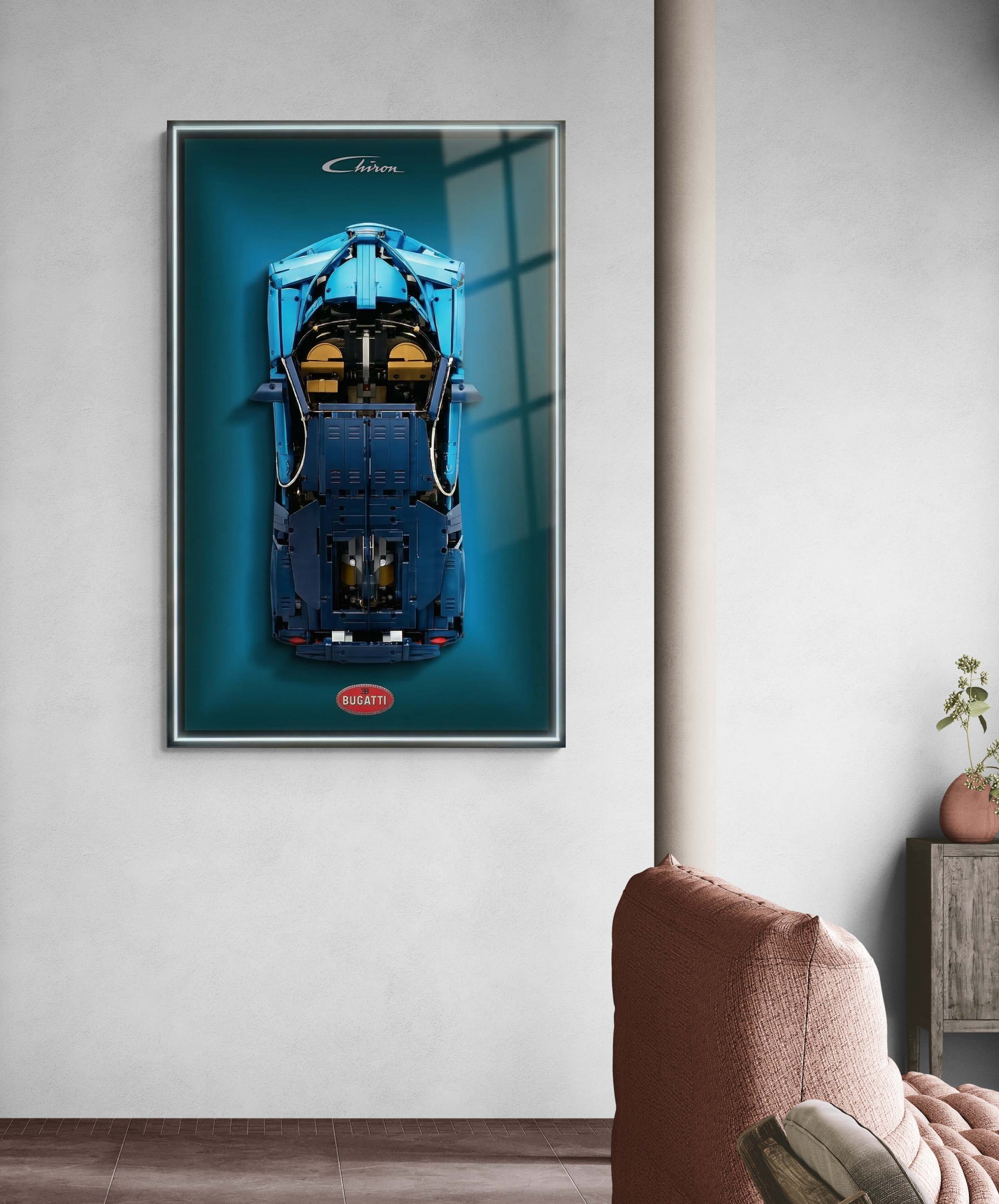 Bugatti Chiron Wall Display Frame - Compatible with Set 42083