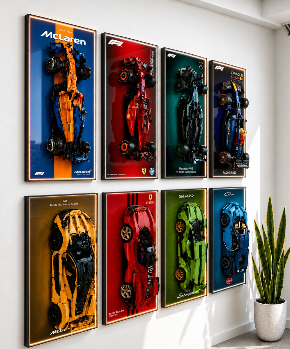 LED Wall Display Frame for LEGO® Technic Cars | Race Cars & Supercars
