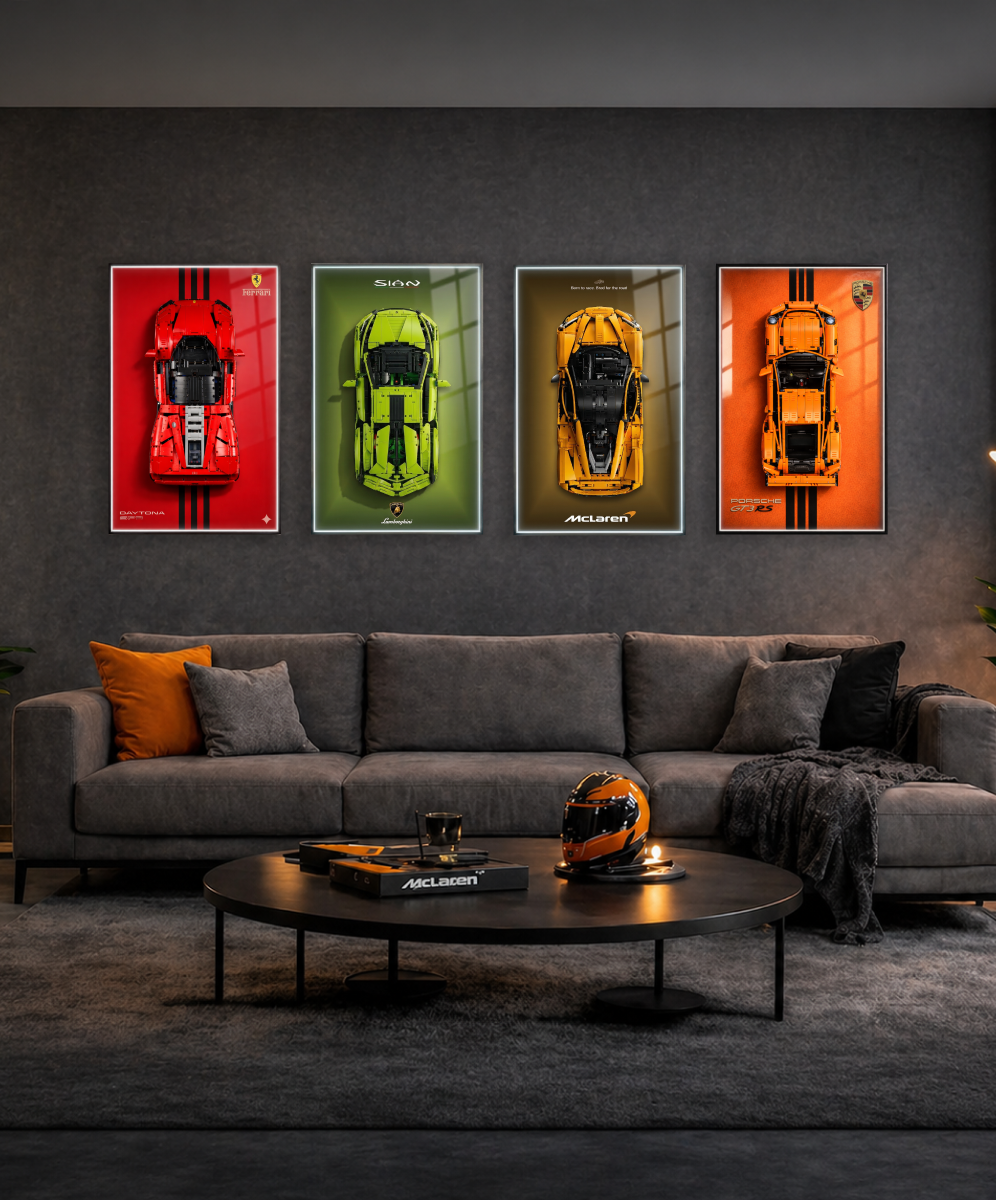 LED Wall Display Frame for LEGO® Technic Cars | Race Cars & Supercars